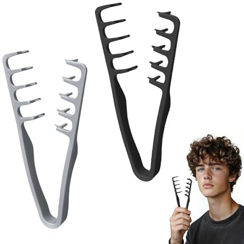 Cesujowaz 2-pack texturkam, bred och fintandad volymgivande hårstylingverktyg, anti-frizz fluffig hårborste för män och kvinnor, lämplig för alla hårtyper (svart + grå)