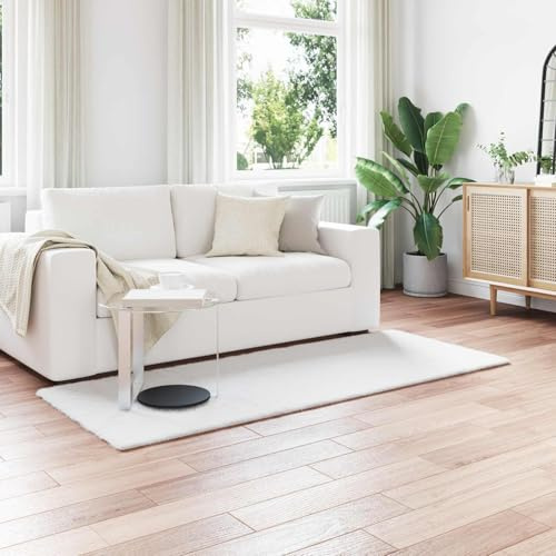 KKgypkn Olite Tapis en fourrure synthétique - Blanc - 80 x 200 cm - Polyester - Moelleux - Tapis de salon moderne - Revêtement de sol doux pour une chaleur confortable et une ambiance élégante
