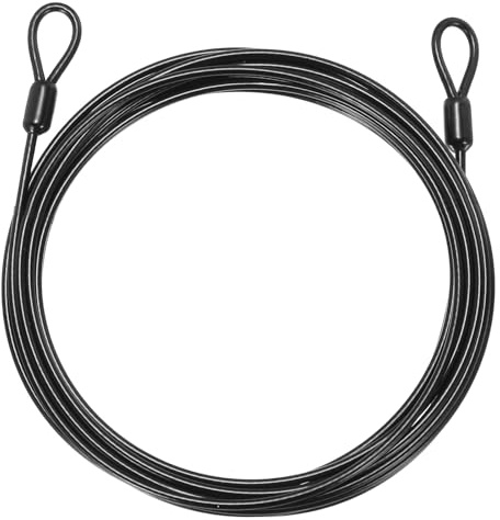 PATIKIL Security Cable Lock (3mm Dia 5.5m 50kg Load Capacity, Black) Vinyl Coated Stainless Steel Double Loops Flexible Wire Rope Safety Cable Luggage Lock Suit for - Outdoor