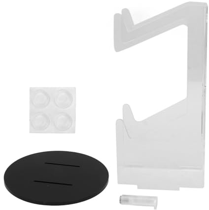 Support de contrôleur acrylique |Espace stable – Gain pour 2 contrôleurs |Support de contrôleur de jeu pour ordinateur de bureau/console/cadeau (Transparent and Black Rounded Bottom)