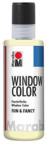 Marabu 04060004872 - Window Color fun & fancy, nachleuchtend gelb 80 ml, Fensterfarbe auf Wasserbasis, ablösbar auf glatten Flächen wie Glas, Spiegel, Fliesen und Folie