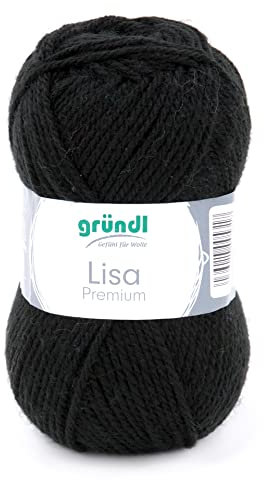 Grundl Strickgarn Lisa, 50g, Fb. 26, Schwarz, 3,50 - 4,50 mm