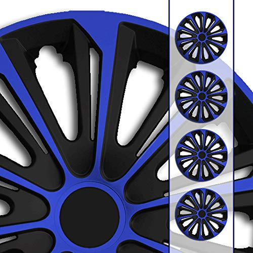 (Größe und Farbe wählbar!) 16 Zoll Radkappen/Radzierblenden STR-Bandel Bicolor BLAU (Farbe Schwarz-Blau), passend für Fast alle Fahrzeugtypen (universell) – nur beim Radkappen König