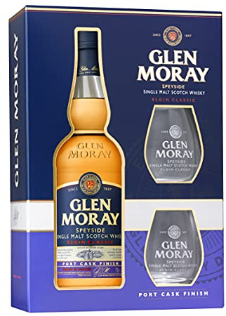 Glen Moray Malt Scotch Port Cask Glass Pack Whisky, 70 cl