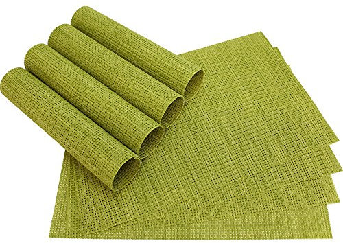 matches21 mesa Elegance – Set de manteles individuales (8 unidades, verde claro tejido de plástico 45 x 30 cm