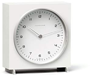 JUNGHANS Max Bill by Table Clock, Ziffernblatt weiß, 16,4 x 17,4 x 5,5 cm, Klassisch