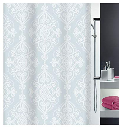 Spirella Anti-Schimmel Duschvorhang - Anti-Bakteriell, waschbar, wasserdicht, Polyester, „Rivoli“ 180x180cm Weiß