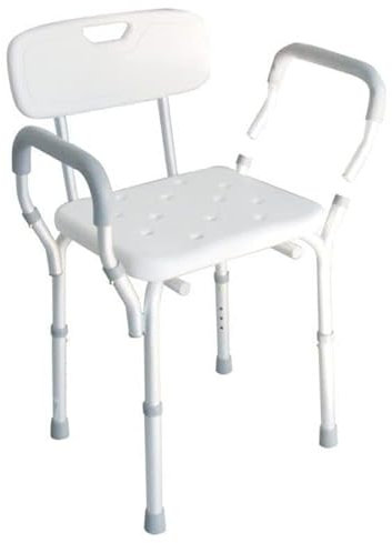 Sedile da Doccia e Vasca con Schienale e Braccioli, Regolabile in Altezza