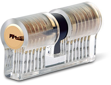 G2PLUS Visible Cylinder Lock See Through Transparent Practice Padlock for Training Pick a Lock Locksmith Tool with 2 Keys Great for Beginners (Dual Keyholes)