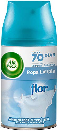 Air Wick Freshmatic Recambio de Ambientador Spray Automático, Esencia para Casa con Aroma a Ropa Limpia Flor