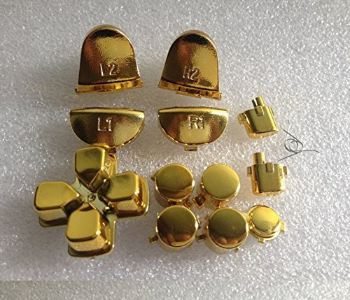 Plating L1 L2 R1 R2 Trigger Buttons Kit for PS4 Controller Chrome Gold (with 2 pcs Springs)
