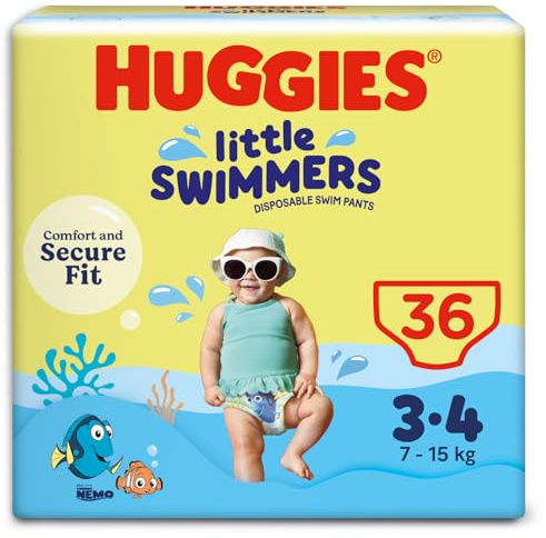 Huggies Little Swimmers, ‎Pannolini da nuoto monouso, Taglia 3 - 4, Confezione da 3 x 12 pannolini