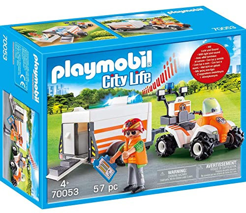 PLAYMOBIL 70053 City Life Quad mit Rettungsanhänger,