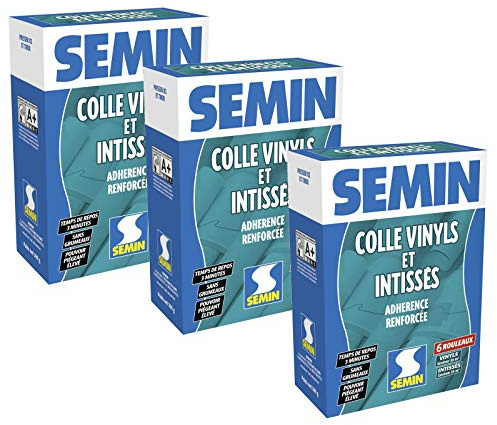 SEMIN Colle Papier Peint en Poudre 300 g – Pour Papiers Peints Vinyls & Intissés – Sans Grumeaux – Prête en 3 Min – Forte Adhérence – Fabriquée en France - Lot de 3 Boîtes