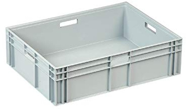 5 x Euro Containers - 800x600x230(Closed handles) - Grey Stacking Plastic Crates - Heavy Duty Storage Boxes