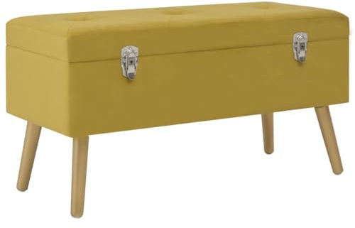 vidaXL Bank mit Stauraum Flurbank Sitzbank Polsterbank Bettbank Betthocker Garderobenbank Flur Wohnzimmer Schlafzimmer 80cm Senfgelb Samt