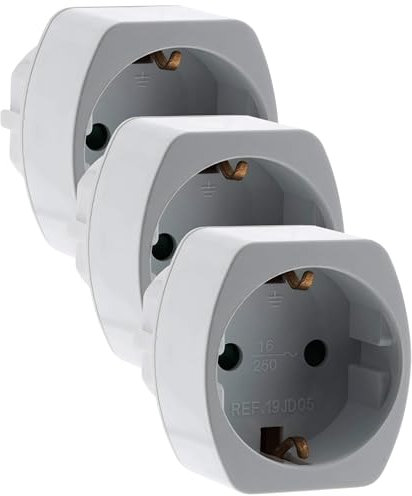 Zenitech Adaptateur M France/F SCHUKO (Allemagne, Espagne…) Blanc, Paquet de 3
