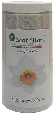 Seat Flor SRL® Arena de colores, arena perfumada, arena perfumada para ceniceros y decoraciones, bote de 750 g (Narciso)
