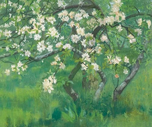 ZIMARO Leinwand Abstrakt Kunstwerk Wandkunst Bild Druck Klassische Malerei William Stott Apfelbaum in Blüte für Bürodekoration 60x90cm