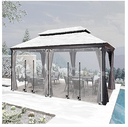 Clear Waterproof Tarps with Zipper Door，Heavy Duty Clear Waterproof Tarp PVC Cover,Heavy Duty Clear Tarpaulin Covers, Pergola Patio Waterproof Tarpaulin with Zip Door ( Size : H2.3xW3.5m/H7.5xW11.4ft