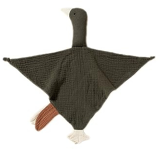 FOMAISELF Baby Loveys Security Blankets Cotton Muslin Soft Lovie Cuddly Lovies for Infants Unisex Boy Girls, Cuddle Goose Green Brown