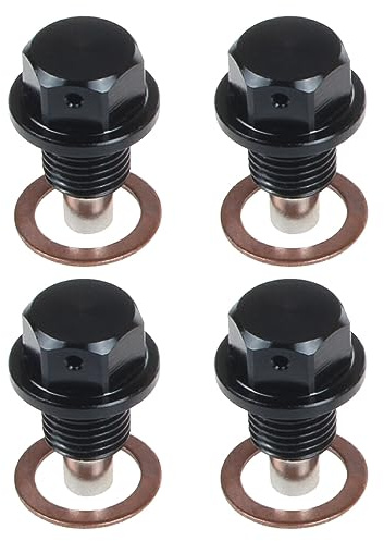 DSOUWEH Hochleistungs Ölablassschrauben zum Schutz des Motors – einfach zu installierende, langlebige magnetische Ölablassschraube aus Aluminiumlegierung, Schwarz,4St, M 16 * 1.5
