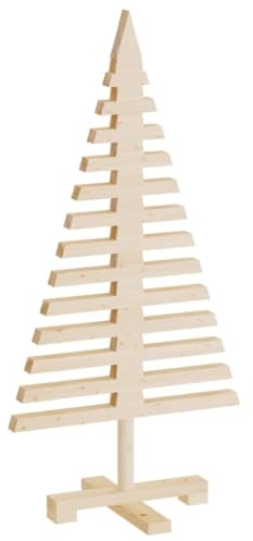 vidaXL Árbol de Navidad de Madera de Adorno, Decoración Navideña, Adorno para Fiestas, Árbol para Hogar Exterior, Madera Maciza de Pino 90 cm
