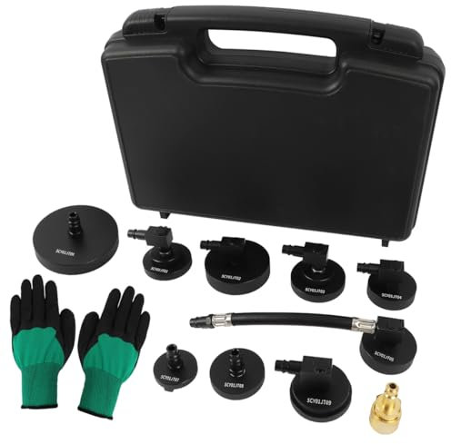 MRCARTOOL 10PCS KFZ Bremsenentlüftungsgerät-Adaptersatz Europäische Norm Hauptbremszylinder-Adapter mit 9PCS Bremsenentlüfter und 1PCS Schnellkupplung, Bremssystem Entlüftungswerkzeugsatz