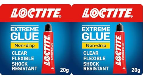 Loctite Extreme Glue, Flexible All Purpose with Extreme Resistance, Repair Glue with Non-Drip Formula, Strong for Indoor and Outdoor, 2 x 20g Tubes