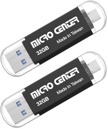 INLAND Micro Center SuperSpeed 2 Pack 32GB Dual Drive up to 100MB/s Type C & Type A 2-in-1 USB 3.0 Flash Drive Thumb Drive Memory Storage Stick for Android Computers MacBook Tablets PC,Brown