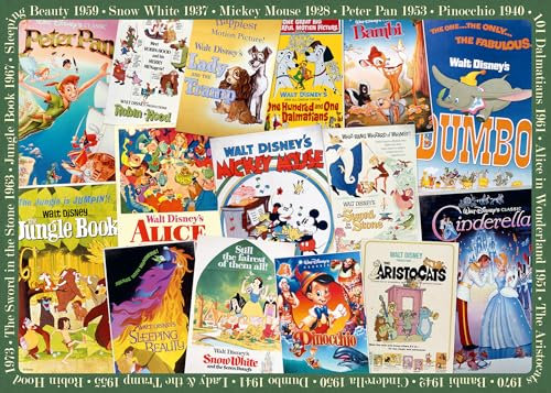 Ravensburger Disney Vintage Classic Movie Posters 1000 Piece Jigsaw Puzzles for Adults and Kids Age 12 Years Up