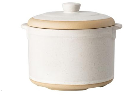 JTBDWOSK Zwiebelsuppenschüssel mit Griffen und Deckel, 400ml Keramikschüssel, Dessert-Suppenbecher,Mikrowellen- und Ofenfest.,Weiß