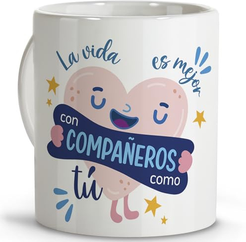 Regalo compañeros de trabajo. Tazas originales para regalar. Detalles compañeros de trabajo. Regalo compañero trabajo. Taza cerámica 330 ml.