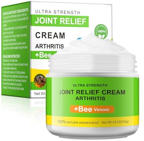 Tioueo Bee Venom Cream for Arthritis 100g,Joint Pain Relief, Anti-Inflammatory Bee Venom Gel for Muscles, Legs, Neck, Back, Hands & Feet, Bee Venom Massage Cream for Muscle Recovery & Swelling Relief
