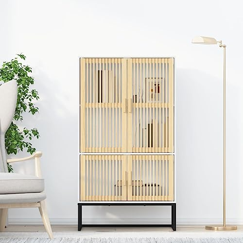 KTHLBRH Hochschrank mit Lamellen Schließfachschrank weiß 70x35x125 cm