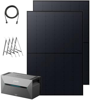 Anker SOLIX Balkonkraftwerk mit Speicher (890W | 1600Wh), Solarbank 2 Plus 2 MPPT für bis zu 2 Solarpanels, 1600Wh Speicher für Balkonkraftwerk, 2x 445W Topcon Solarpanel, Halterungen,9,6kWh