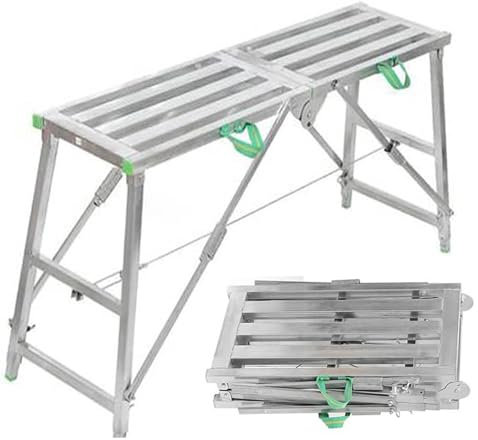 Generico Trabattello Alluminio Cavalletti,Regolabile Banco Lavoro Pieghevole Ponteggio,Piattaforma da Lavoro Multifunzione,200x30cm