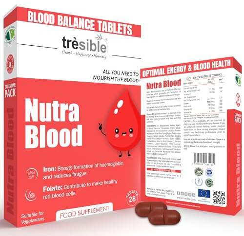 Iron Tablets High Strength with Folic Acid, Zinc Bisglycinate, Vitamin C and B12 (1-Month Supply) - Iron Supplements for Women, Men and Child - Energy Supplements Help to Reduce Tiredness and Fatigue