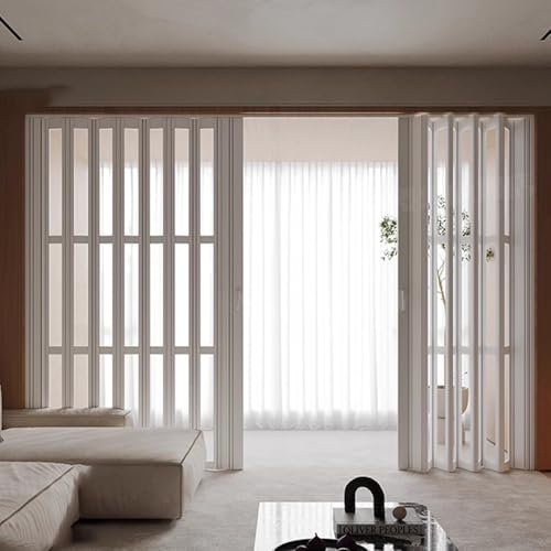 Faltbare Doppeltüren für Balkon, Keller, Toiletten, Falttüren für kleine und große Räume, Akkordeontür mit Griffen, Glas und Schrauben, 86 x 230 cm