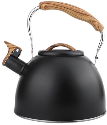 Stove Top Kettle, 3L Large Capacity Whistling Kettle, Stainless Steel Tea Kettle Teapot, Stove Induction Kettle, Boiling Kettle with Anti-Heat Handle for Boiling Water Coffee Tea Milk(Color:Black)