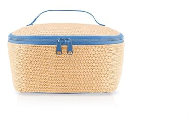 reisenthel coolerbag S Pocket Raffia Blue – Kühltasche mit Obermaterial aus recycelten PET-Flaschen – Ideal für das Mittagessen unterwegs