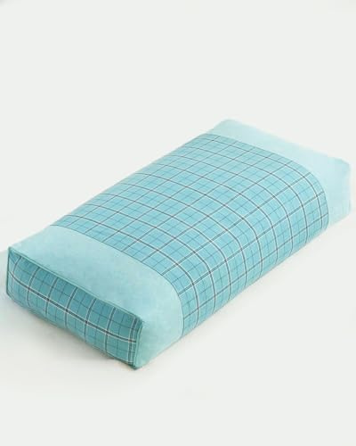 EDMILE Rectangular Buckwheat Pillow – 20x10 Adjustable Cooling Bed Pillow for Back, Side Stomach Sleepers – Adjustable Hull Fill, Washable Cover, Blue