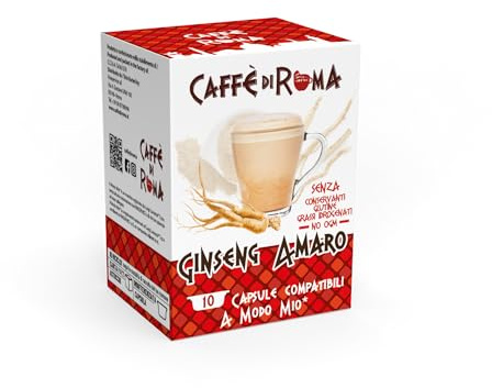 80 capsule CAFFE di ROMA GINSENG AMARO compatibile con Lavazza A Modo Mio - Bevande Solubili - 8 Astucci da 10 -