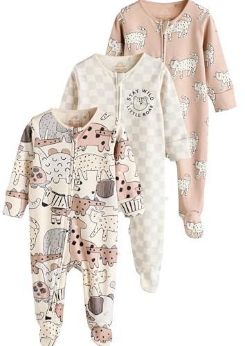 NEXT Dors-Bien à Zip Double Sens bébé, Lot de 3 Brown/Cream 1 Mois