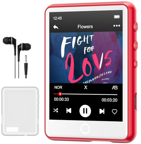 128GB MP3 Player Bluetooth 5.3 with 2.4 Full Touch Screen，MECHEN Portable Digital Music Player with HD Speaker，FM Radio, HiFi Lossless Sound, Recording, Support up to 512GB.