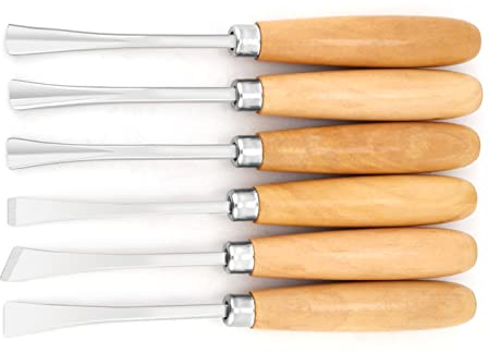 Eacam Juego de Cinceles de Tallado de Madera, 6 Piezas de 6 Piezas de Escultura de Carpintería Profesional de Bricolaje con Asas de Madera para Carpinteros, Artistas