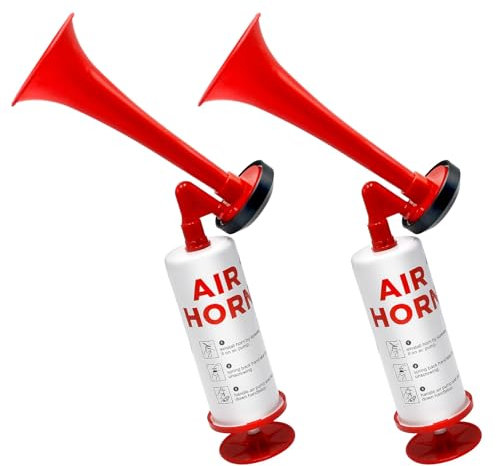 Gebrazy Air Horn, 2 Stück Handheld Luftdruck Fanfare Pumpe, Druckluft Hupe, Signalhorn, Druckluftfanfare, Manuelle Stadion-Trompete, Compressed Air Fanfare Tröte Laut für Football Handball World Cup