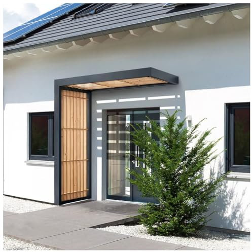 Gutta Vordach für Haustür - wetterfeste Überdachung für Eingangstür - Türüberdachung mit Seitenteil optional - Sicherheitsglas - Eingangsbereich Sonnenschutz & Regenschutz - Vordach 200 x 90