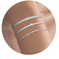 vidonio 3Pcs Armband Damen Set, Verstellbares Armband Silber 925 Damen, Stapelbare Armbänder Silber mit Zirkonia, Kettenarmbänder Schmuck für Frauen und Mädchen, Geschenk für Alltag, Party und Anlass