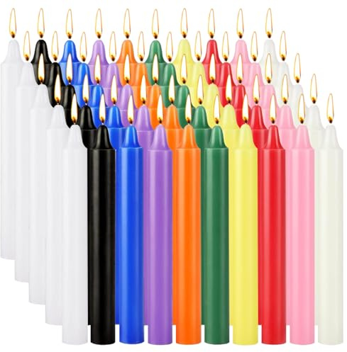 Spell Candles 100 Pack Bulk - 4 Inch Colored Mini Taper Candles for Rituals, Witchcraft & Wiccan Altar, Unscented Candles Compatible with Chime Holders, Prayer, Meditation, Birthday Decor